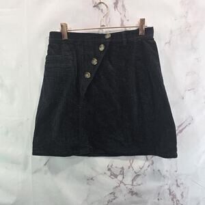 & Other Stories Skirt Womens 4 Small Black Corduroy Mini Asymmetric Angeles